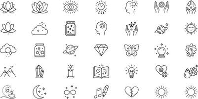 Assorted Mystical Symbol Icons and Concepts of Spiritual Elements vector