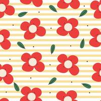 red flower and leaves seamless pattern. cute botanical wallpaper and pattern for gift wrap paper vector
