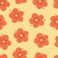 seamless pattern cartoon flowers and leaves. cute botanical wallpaper and pattern for botanical background vector