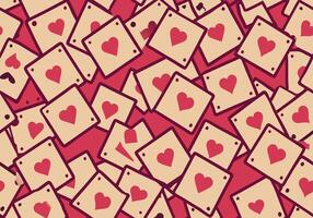 Playful Pattern of Overlapping Playing Cards with Hearts. vector