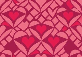 Abstract Pink Hearts Geometric Pattern Seamless Design. vector