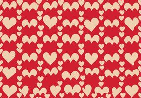 Red Romantic Background Seamless Beige Heart Pattern Design. vector