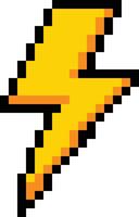 Pixel lightning bolt on white background. 8 bit pixel thunderbolt sign. Lightning strike symbol. flat style. vector
