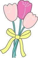 hand drawn tulips with bow vector