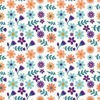 a colorful floral pattern with flowers and leaves vector