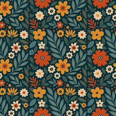 Floral Pattern with Colorful Flowers Design