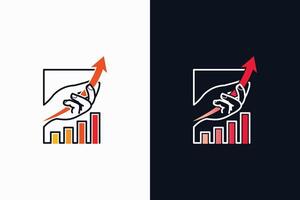 illustration of a chart arrow with raised hand symbolizing business growth and success vector