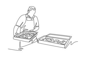 Catering Preaparation. Chef activity concept. Single line draw design. graphic illustration vector