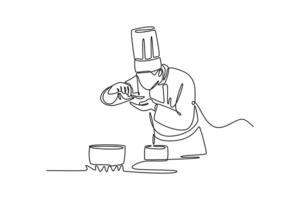 Food tasting. Chef activity concept. Single line draw design. graphic illustration vector
