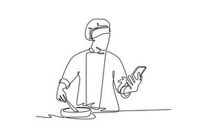 Culinary innovation. Chef activity concept. Single line draw design. graphic illustration vector