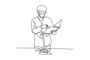 Inventory management. Chef activity concept. Single line draw design. graphic illustration vector