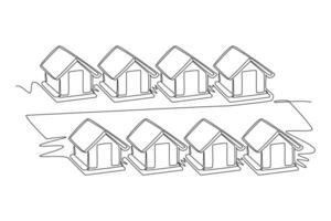 top view of real estate house. Real Estate concept. Single line draw design. graphic illustration vector