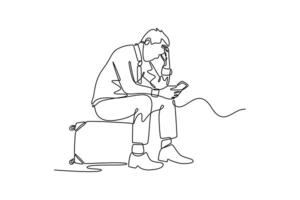Airport activity concept. Single line draw design. graphic illustration vector