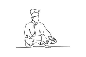 Chef activity concept. Single line draw design. graphic illustration vector