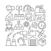 Factory, doodle icon set. Isolated on white background vector