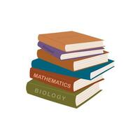 Cute colorful collection of books school library. Set of different stacks and piles of books. Educational theme, scientific and fiction literature. open illustration on white background vector