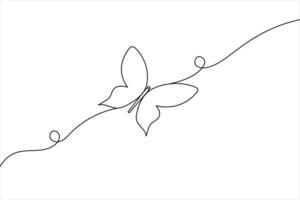 Minimalist Butterfly Line Art Simple Outline Design vector