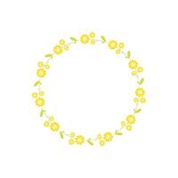 Floral wreath with hand drawn flowers branches and leaves isolated on white background. Round frame. Perfect for wedding invitation, greeting card and so on vector