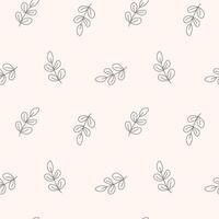 Simple leaves branch seamless pattern. Monochrome floral seamless pattern with hand drawn branches. Perfect for textile, fabric, cover, background, wallpaper and so on vector