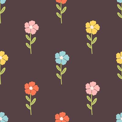 Gentle seamless pattern with flowers. Cute minimalist print. Design for textile, wallpaper, wrapping paper, card, banner