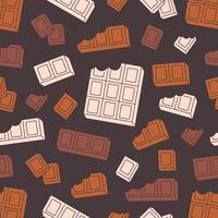 Seamless pattern with sweet chocolate bars. World Chocolate day. Design for banner, wallpaper, textile, wrapping paper, background vector
