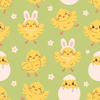 Seamless pattern with cute little chicks. Easter chicks. Design for banner, wallpaper, textile, wrapping paper, background, card vector