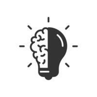 Brain with lightbulb icon. Symbolizing creativity, innovation, brilliant idea, and problem-solving vector