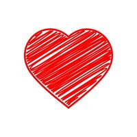 Hand-drawn illustration of a heart shape filled with scribbled lines. Perfect for Valentine's Day, love, and romantic vector
