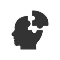 Human head with missing puzzle pieces. Representing a concept of problem solving, creativity, and cognitive function. Ideal for educational materials, business presentations, and psychological vector