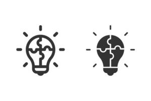 Light bulb with jigsaw puzzle pieces icon set. Represents the concept of problem solving, innovation, and ideas. Perfect for business and technology related content vector