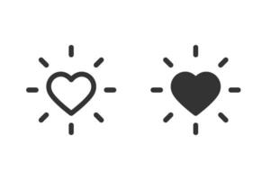 Glowing heart icon set. Perfect for use in designs related to love, relationships, affection, and positive emotions. Ideal for web design, user interfaces, and graphic design projects vector