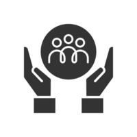 Community support and care icon. This can be used in various design projects related to social responsibility, togetherness, teamwork, loyalty, charity, insurance, protection or helping others vector