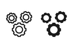 of three interlocking gears icon. suitable for representing processes, settings, mechanics, and engineering concepts vector