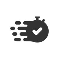 Stopwatch with checkmark icon. symbolizing quick response, speed, efficiency, and a completed task. Suitable for deadlines, time management, and successful completion vector