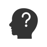 Thinking and question mark icon. concept representing thought, questions, confusion, or problem-solving. Perfect for use in educational or business contexts vector