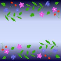 Abstract gradient background decorated with bright colored pattern in the form of flowers and leaves vector