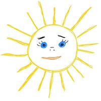 Children's drawing of the sun in doodle style vector
