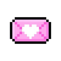 Cute pixel mail icon isolated on a white background. illustration in 8-bit retro style. Perfect for stickers, logo, various designs. vector