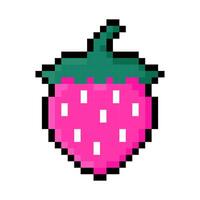 Cute pixel strawberry icon isolated on a white background. illustration in 8-bit retro style. Perfect for stickers, logo, various designs. vector