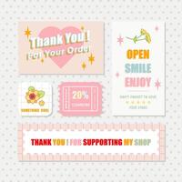 cute pink thank you design card for package insert element vector