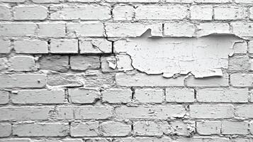 A white brick wall with a hole in it photo