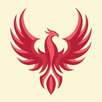 A red phoenix bird with wings on a white background vector