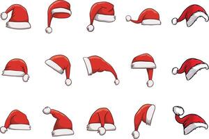 santa hats set of different styles and sizes vector