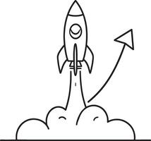 Rocket Launch Illustration Symbolizing Success and Growth Progress in Business Ventures vector