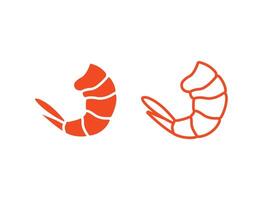 Two shrimp icons on a white background vector