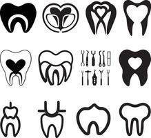 Teeth icon set Silhouette Icon Bundle vector