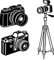 Camera Set Of Silhouette Icons vector