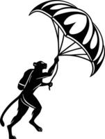silhouette of a leopard climbing on a tree branch vector