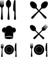 Silhouette Dining Icons Collection for Food and Kitchen Projects vector