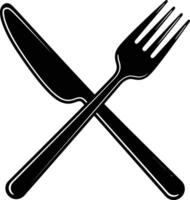 Crossed butter knife and fork icon with minimalist design style vector